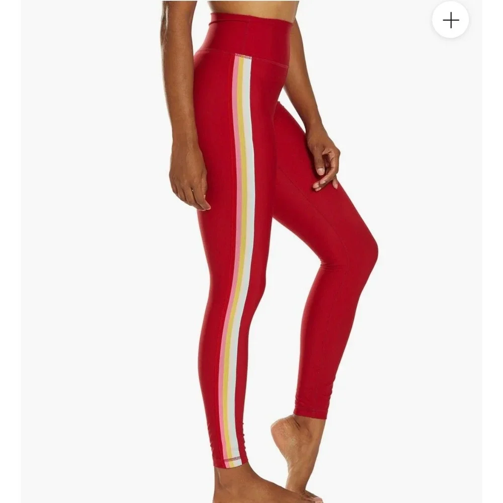 Spiritual Gangster‎ Red Multi Side Stripe Leggings Women’s Size Large